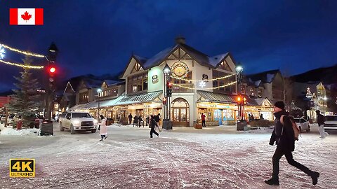 BANFF Canada Winter Night Walk in town 2024 🇨🇦 ❄️ Canada travel vlog 4K