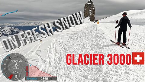 [4K] Skiing Glacier 3000, Scex Rouge to Quille du Diable, Fresh Snow, Vaud Switzerland, GoPro HERO11