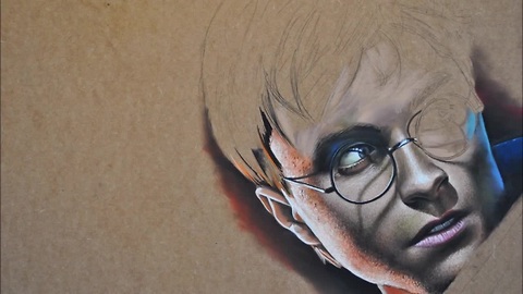 Hyperrealistic speed painting of Harry Potter