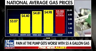 New Record For Biden: Gas Prices Have Reached A National Average Of $5 A Gallon