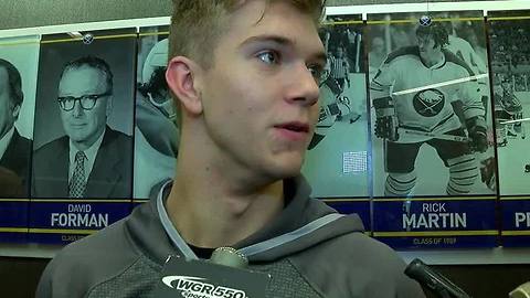 Brendan Guhle talks about his first NHL game with the Sabres