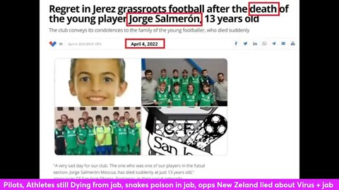 Pilots, Athletes still Dying from jab, snakes poison in jab, opps New Zeland lied about Virus + jab