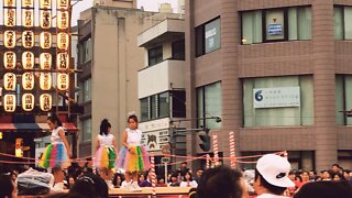 Japanese girls dancing at the festival