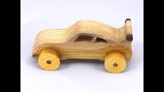 Handmade Wood Toy Car Hot Rod Roadster Coupe From The Speedy Wheels Series