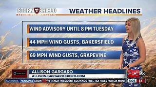 Wind gusts reaching 69 mph at the Grapevine today