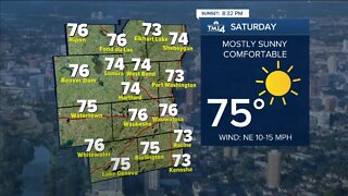 Breezy and beautiful Saturday, temps in the 70s