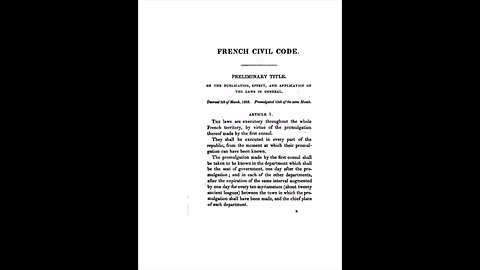 The Napoleonic Code, Preliminary Title, Title I, Chapters 1-2, and Title II, Chapter 1