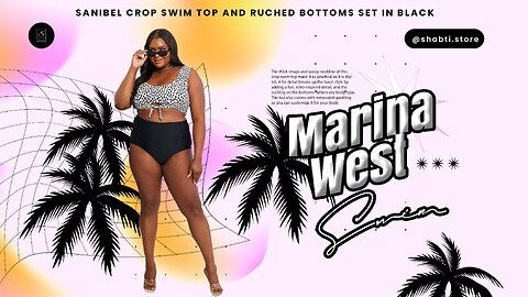 Marina West Swim Sanibel Crop Swim Top and Ruched Bottoms Set in Black🖤