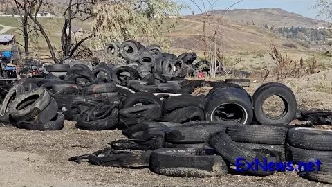 Tires Stored North of Kal Tire Place Parking Lot
