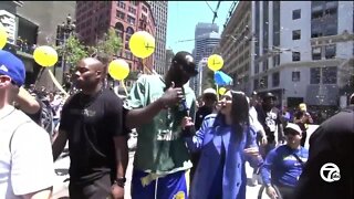 Warriors celebrate fourth title in eight years, as Draymond Green continues to talk trash at parade