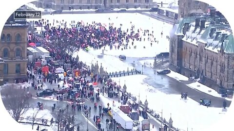 Ottawa Truckers and Protesters Remain Outside Parliament