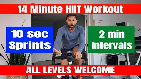 Spin Class 🚴🏻 14 Minute Indoor Cycling HIIT Workout - 10 Second Sprints