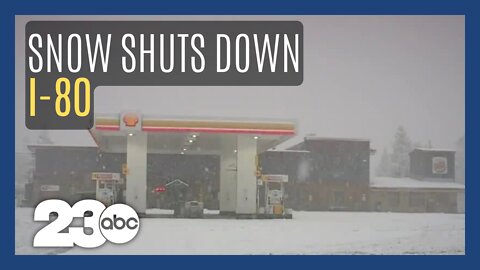 1st snow storm of season shuts down I-80 in Sierras