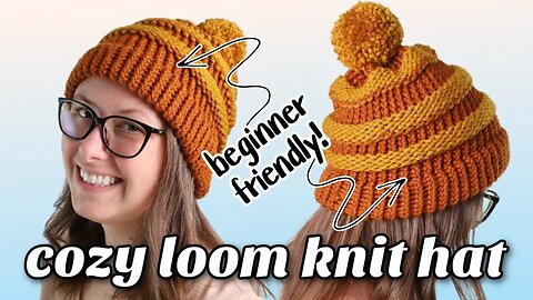Easy Loom Knit Hat (with a Pom-Pom!) For Beginners