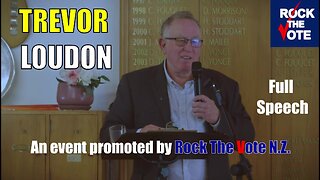 Trevor Loudon speaks at a Rock The Vote NZ event in Auckland on 15 April 2023