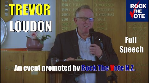 Trevor Loudon speaks at a Rock The Vote NZ event in Auckland on 15 April 2023