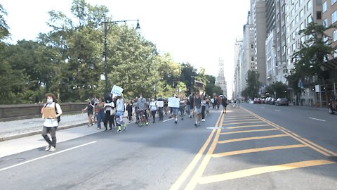 Opponents of Trump outside Central Park