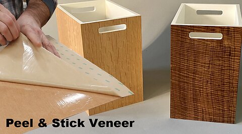 Make a Wooden Waste Basket - Peel and Stick Veneer - How to Woodworking