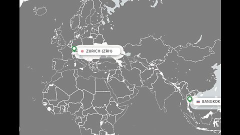 Flight Zurich - Bangkok 3D Map Route ✈️ 🗺️