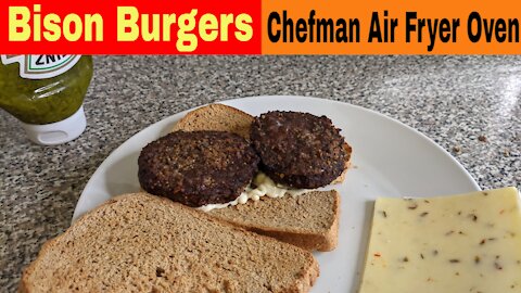 Bison Burgers from Frozen, Chefman Air Fryer Oven