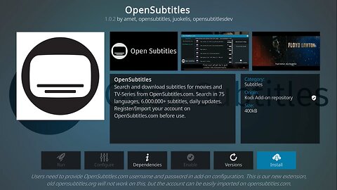 Opensubtitles Kodi Addon