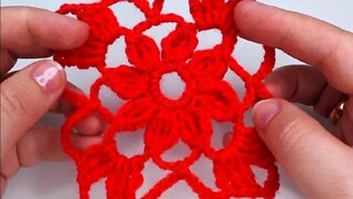 How to crochet flower in square motif simple tutorial