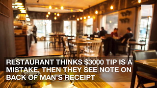 Restaurant Thinks $3000 Tip is a Mistake, Then They See Note on Back of Man’s Receipt