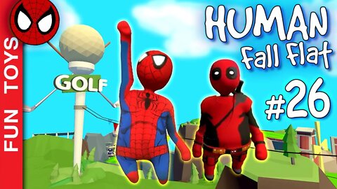 Human Fall Flat #26 - Deadpool e Homem-Aranha em um campo de MINI GOLF onde eles são a bola! ⛳️😂🏌