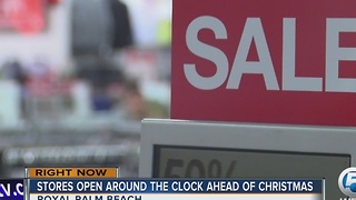 Last minute shoppers taking advantage of stores staying open 24 hours as Christmas approaches