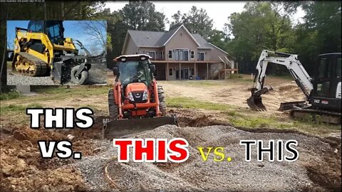 Fixing Gravel driveway washouts; TRACTOR vs. EXCAVATOR vs. SKID STEER POWER GRADER