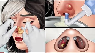 ASMR Remove unmanaged piercing pus animation | Squeeze nose acne