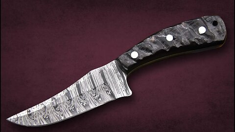 Rams Horn Handle Knife Trailing Point Knife Hand Forged Damascus Steel Collector Hunting Knife