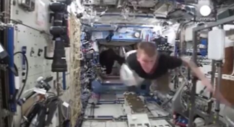 Astronaut Puts On Gorilla Suit To Chase Another Astronaut In Zero Gravity