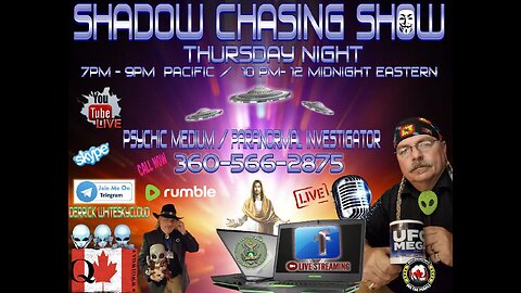 Shadow Chasing Show / Between 2 Worlds Radio with host Derrick Whiteskycloud 10-5-2023