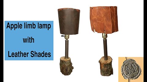 Apple limb lamp with Leather Shades