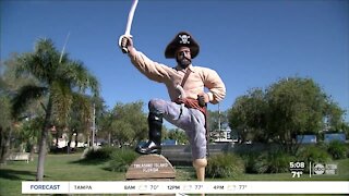 Iconic Bucky the Pirate statue watches over Treasure Island