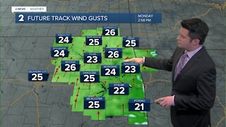 Warm and gusty Monday