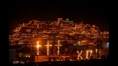 Easter lights in Pyrgos village, Santorini