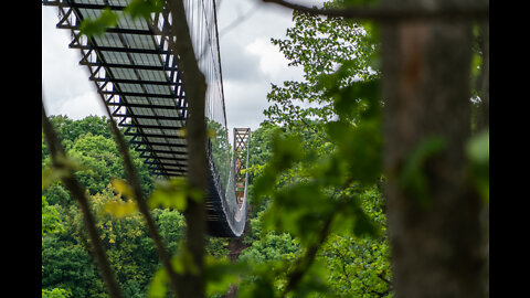 Construction continues on SkyBridge Michigan, world's longest timber-towered suspension bridge