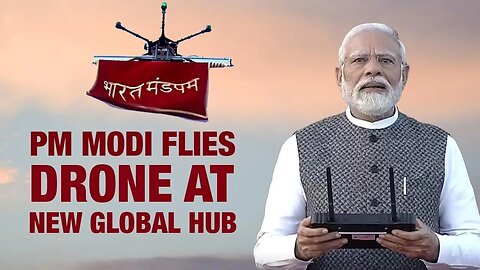 PM Narendra Modi flies drone at the new global hub, ITPO complex in New Delhi