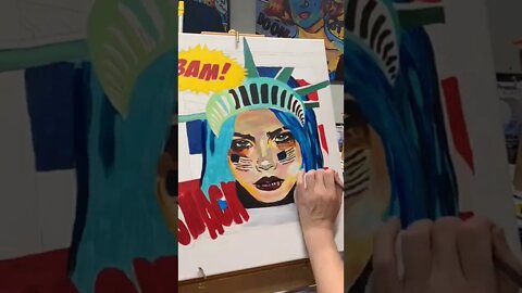 Statue of Liberty painting: Time lapse of Pop Art Acrylic painting of Lady Liberty