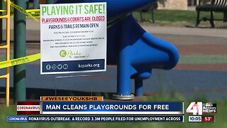Man cleans playgrounds for free