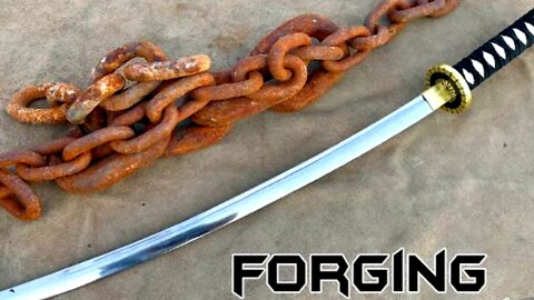 Forging a KATANA out of Rusted Iron CHAIN