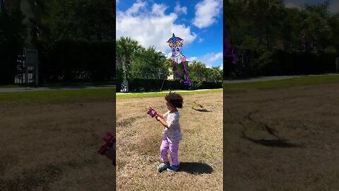 Flying kite on our walk