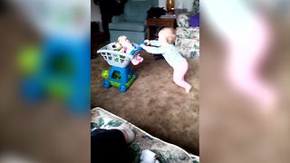 Baby Girl Tries To Learn How To Walk But Falls Repeatedly