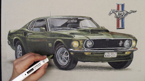 John Wick's Mustang - 1969 FORD MUSTANG BOSS 429 DRAWING