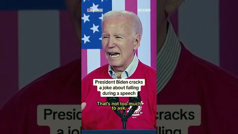 President Biden cracks a joke about falling during a speech