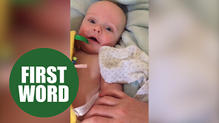 Adorable video shows baby saying first words at 14 weeks old