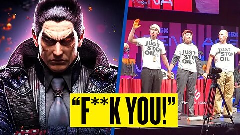 Just Stop Oil protesters ATTACK Tekken tournament! BOOED off stage by gamers and swiftly ARRESTED!