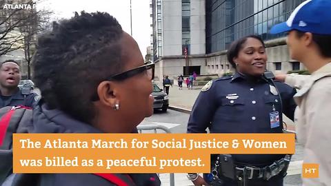 Following the massive Women’s March, protesters thank their police officers